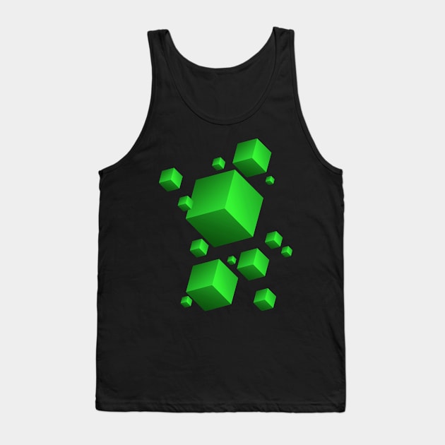 Floating Cubes Green Tank Top by Studio DAVE